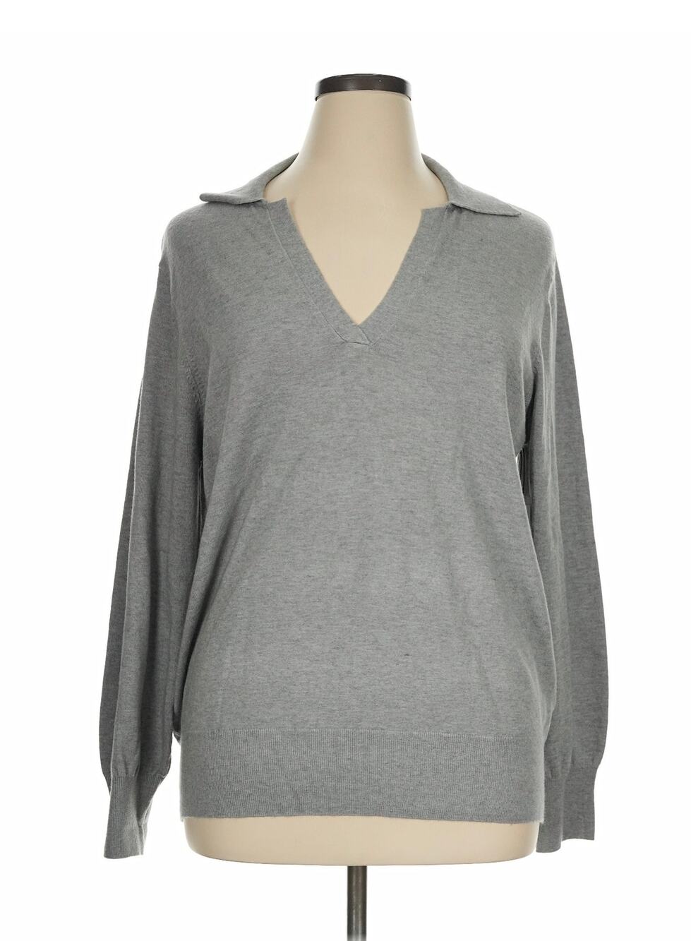 NWT Liz Claiborne Heather Grey Long-sleeve Polo Sweater Sz. 1X